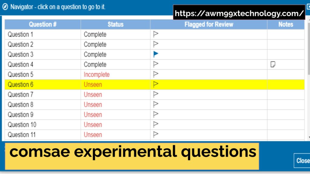 comsae experimental questions